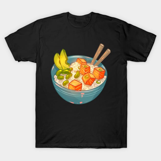 Salmon Poke Bowl T-Shirt by Claire Lin